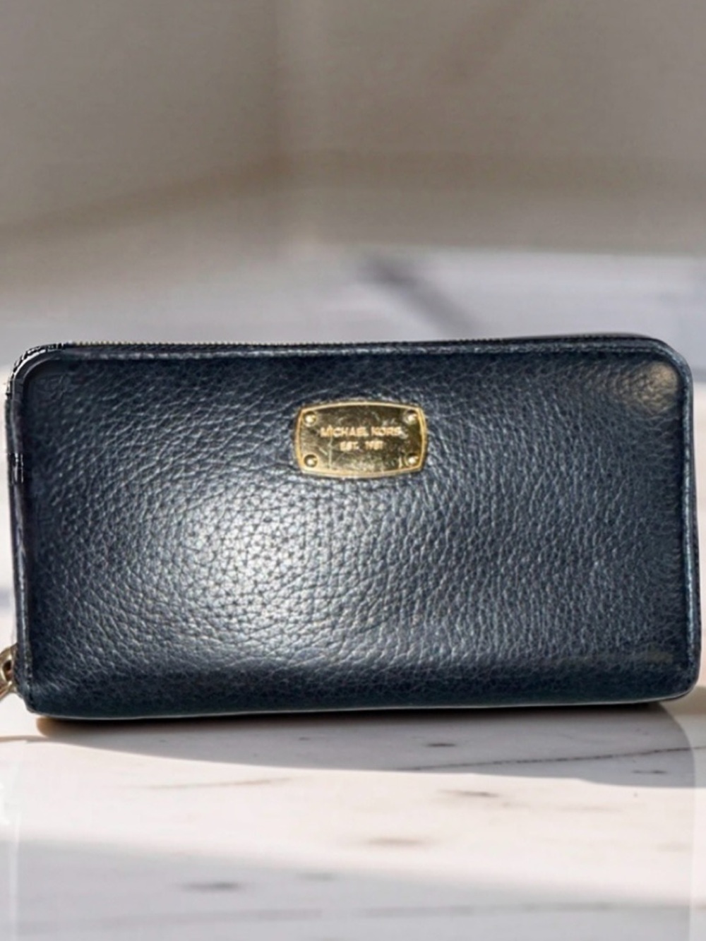 Michael Kors Black Leather Zip-Around Wallet with Gold Hardware 🥳